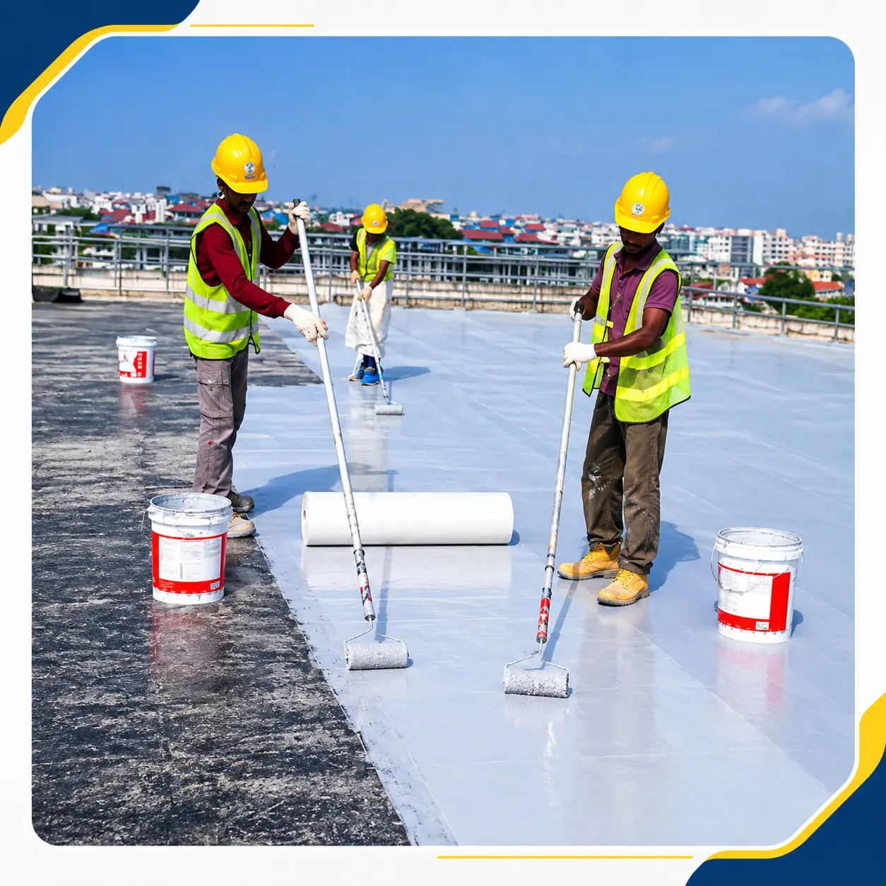 Rooftop Waterproofing Crew at Work